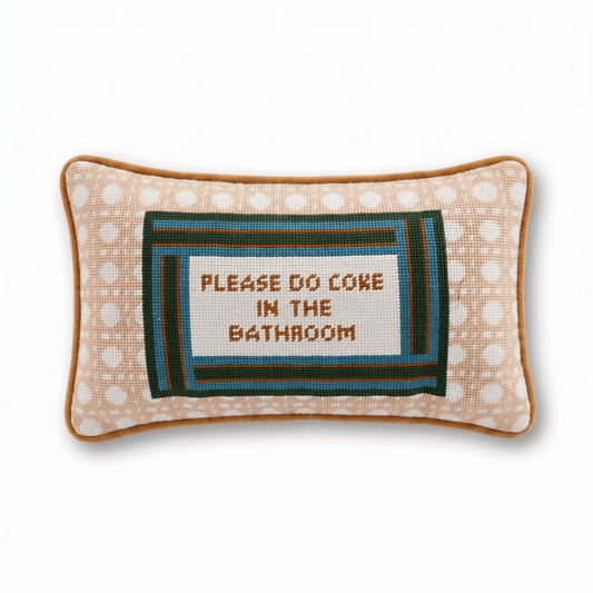 Bathroom Etiquette Needlepoint Pillow