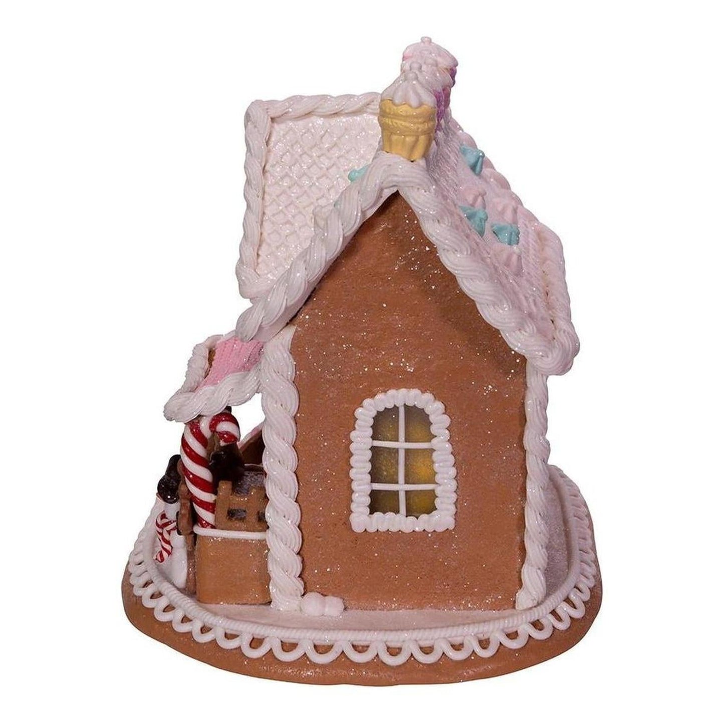 Battery-Operated LED Gingerbread Cake House 9"