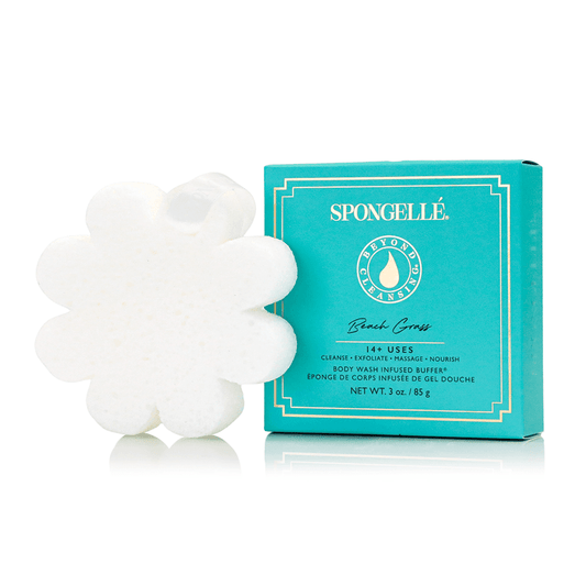 a white sponge in a blue box