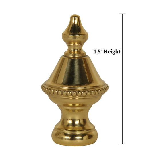 Beaded Knob Spire Lamp Finial Polished Brass 1.5"h