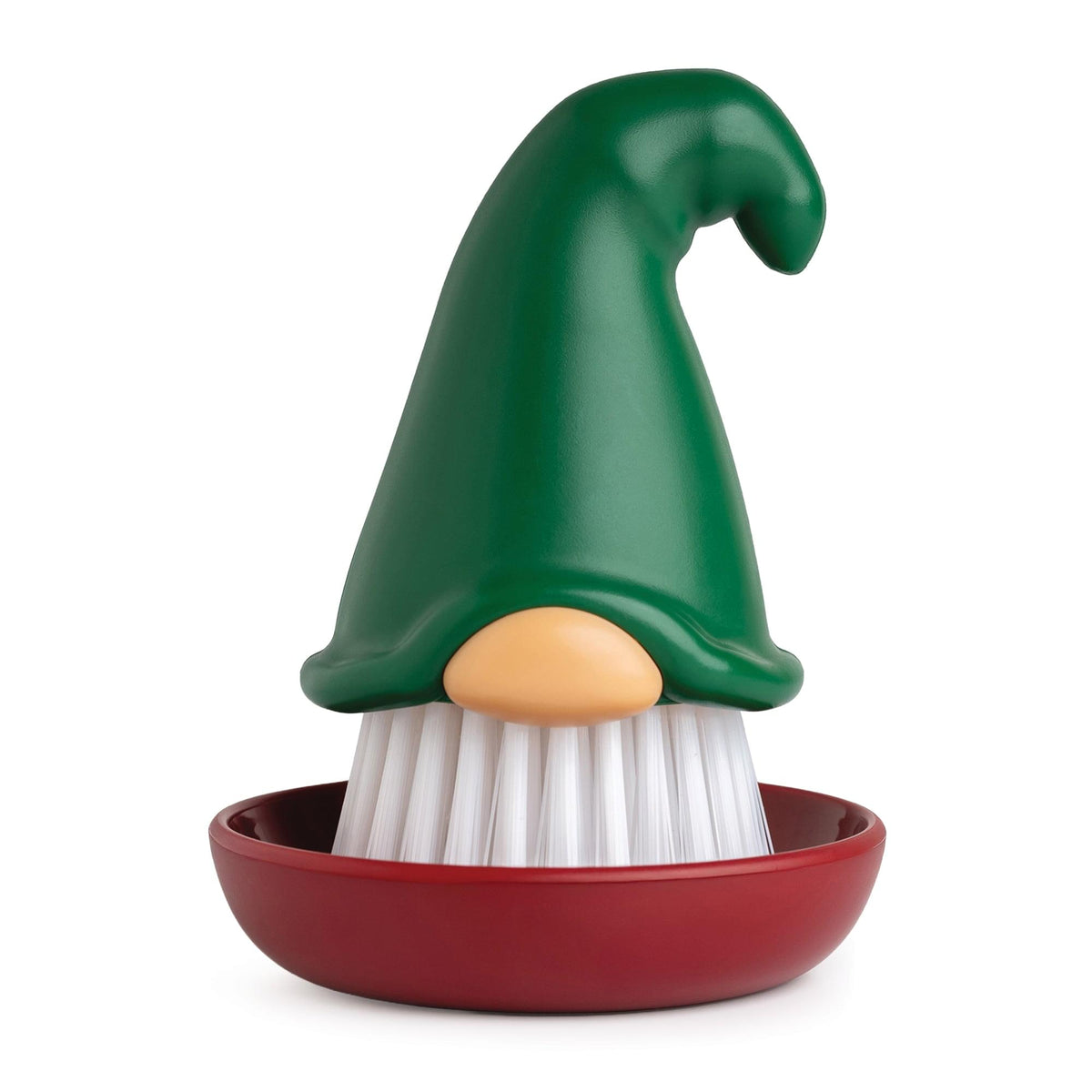 a small toothbrush holder with a green hat