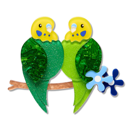 a pair of birds on a branch