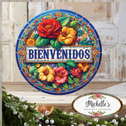 Bienvenidos Floral Waterproof Sign