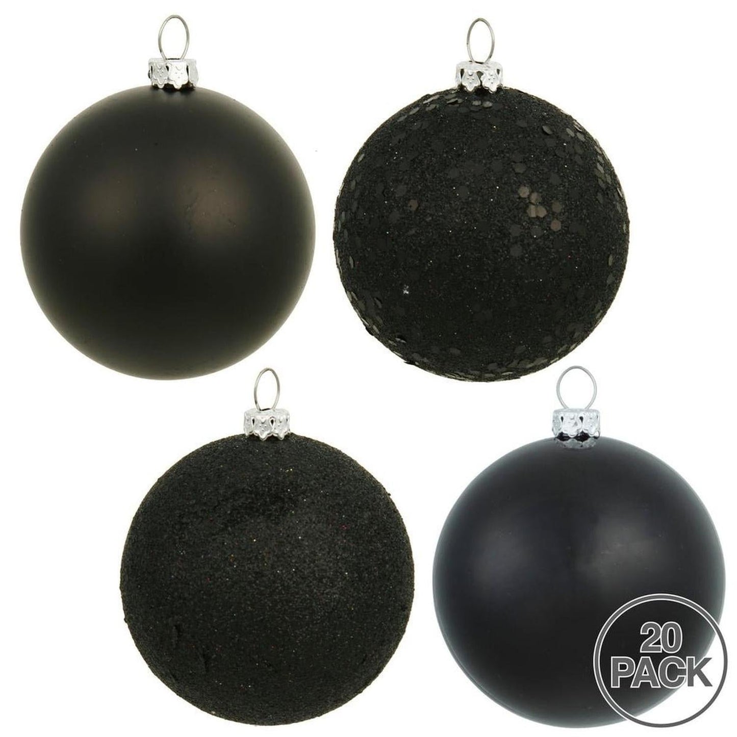 Black Christmas Ball Ornament Assortments (Set of 20)