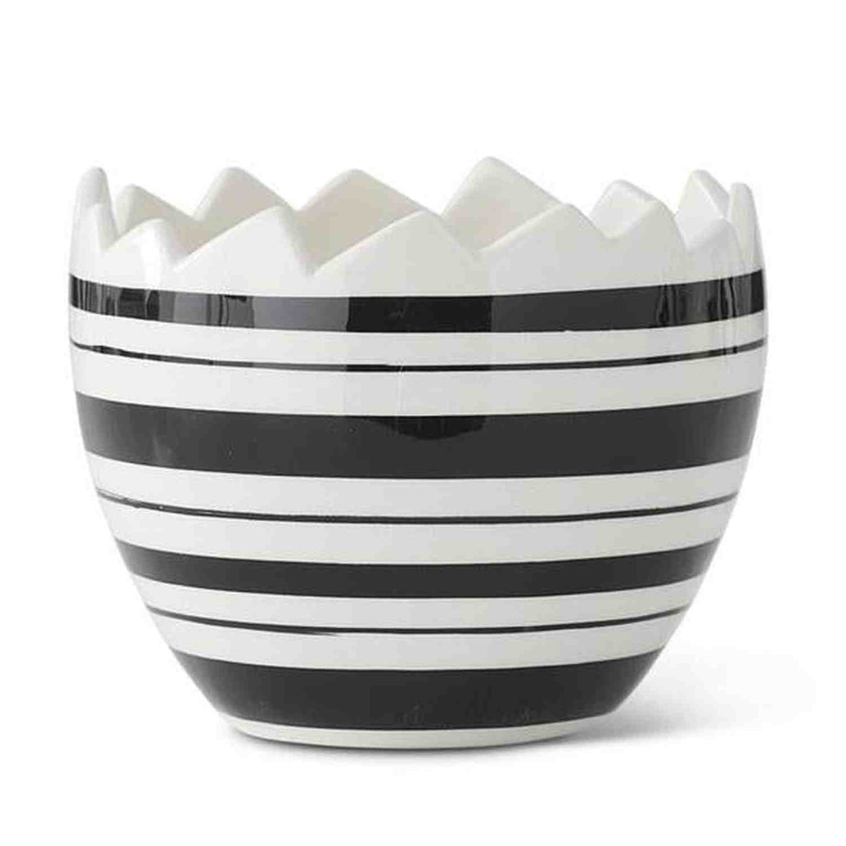 Black & White Striped Ceramic Egg Dishes (Set of 2)