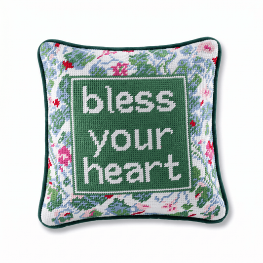 Bless Your Heart Needlepoint Pillow