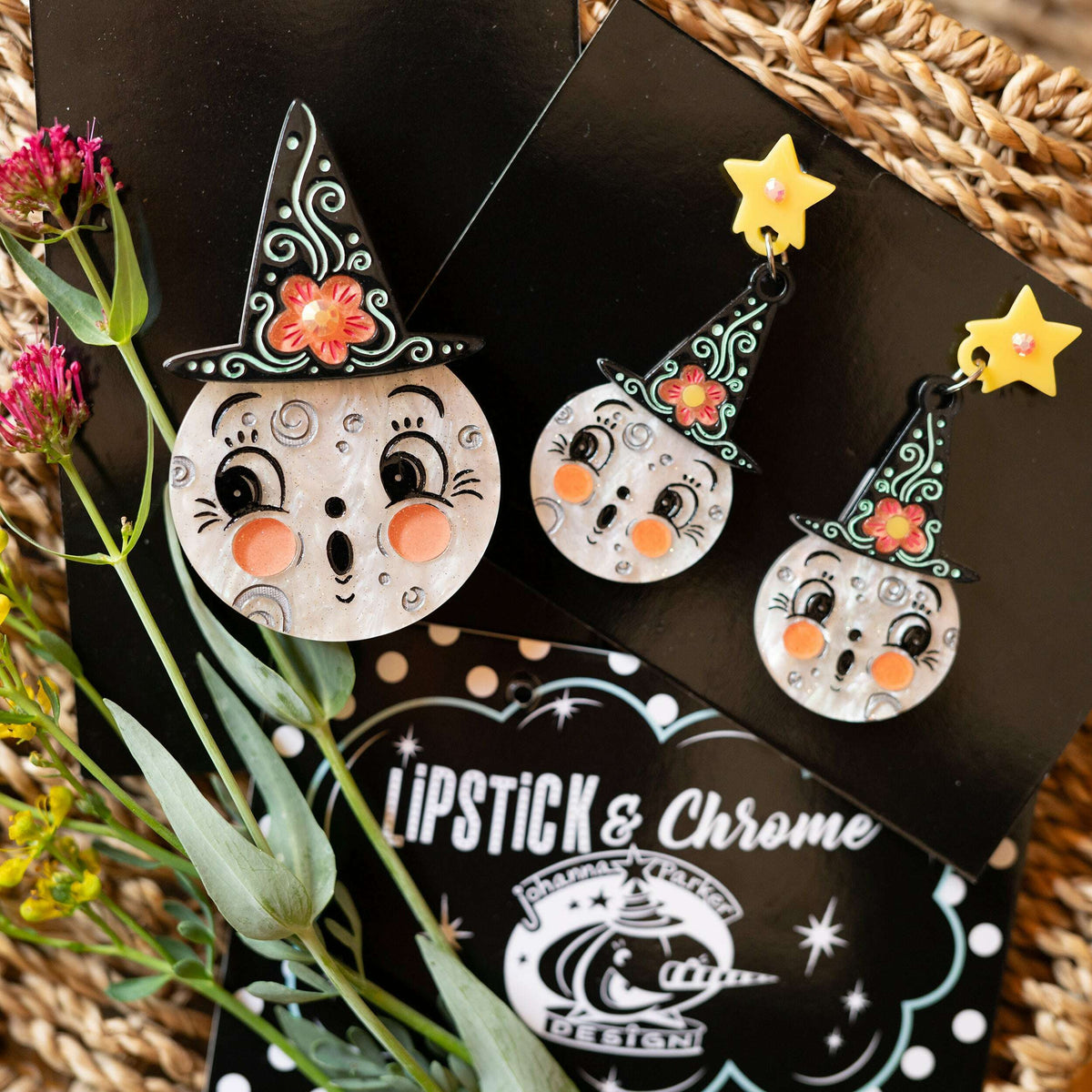 Bloomin' Luna Witch Brooch by Lipstick & Chrome
