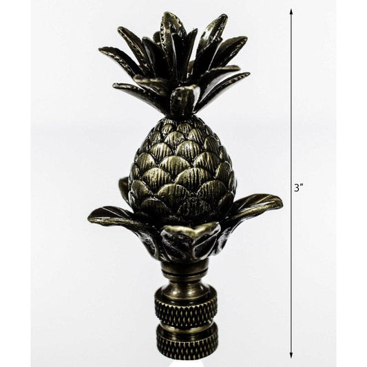 Blooming Pineapple Lamp Finial Antique Brass Metal 3"h