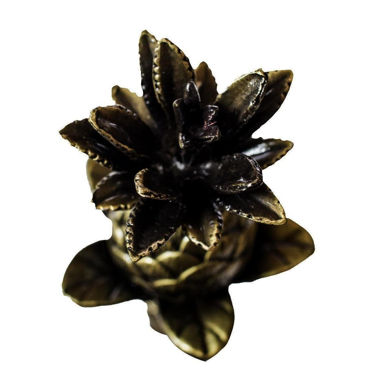 Blooming Pineapple Lamp Finial Antique Brass Metal 3"h