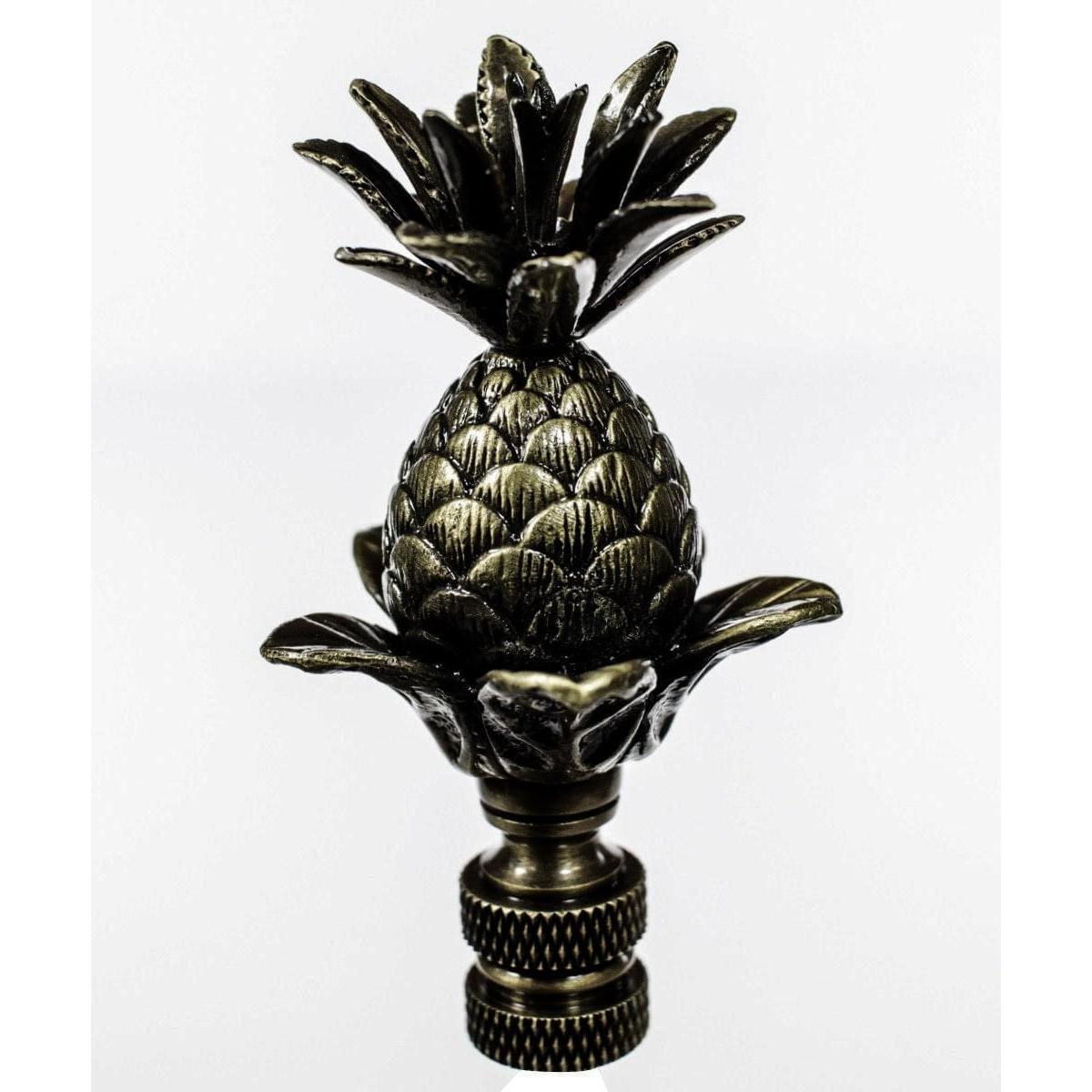 Blooming Pineapple Lamp Finial Antique Brass Metal 3"h
