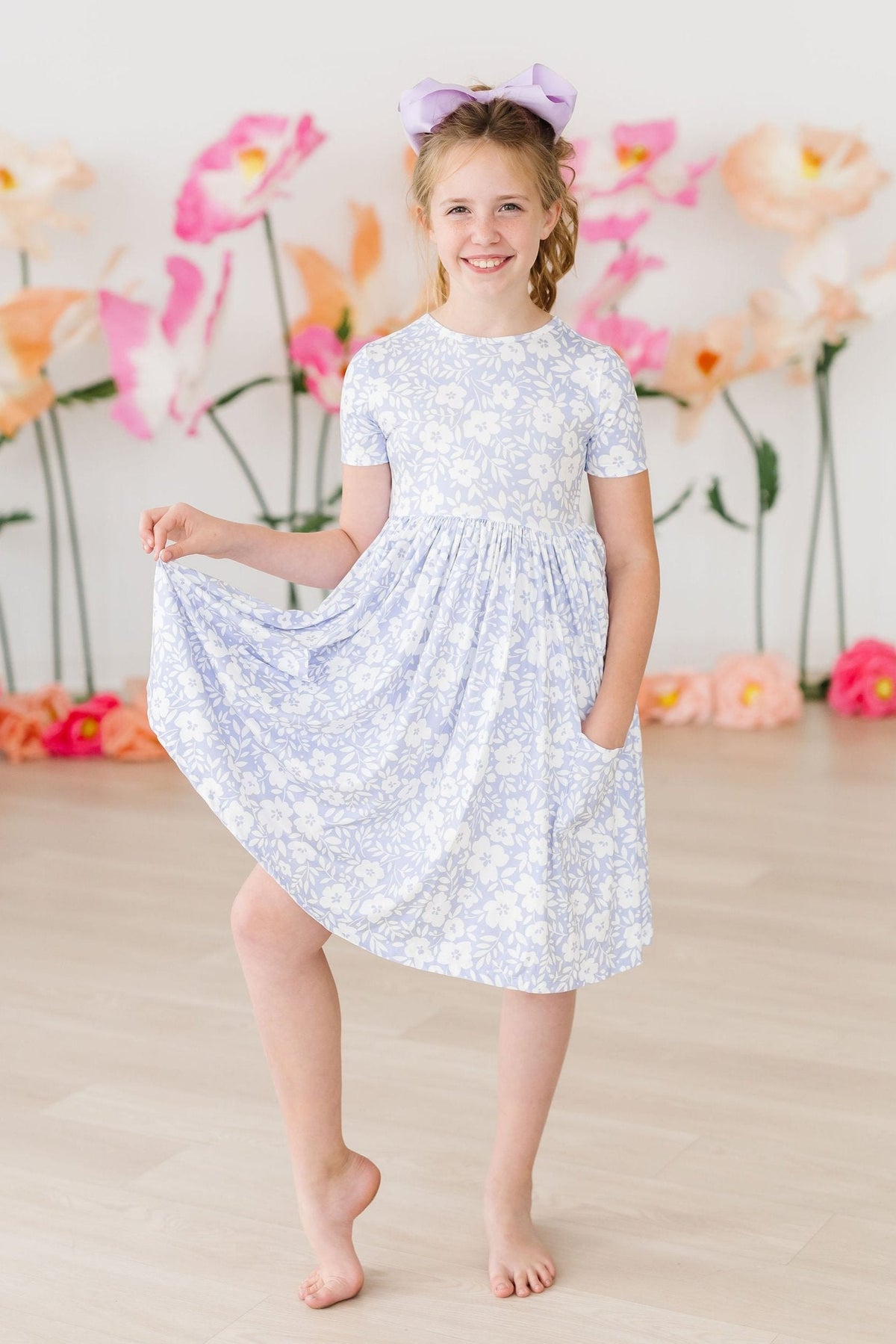 a girl in a dress