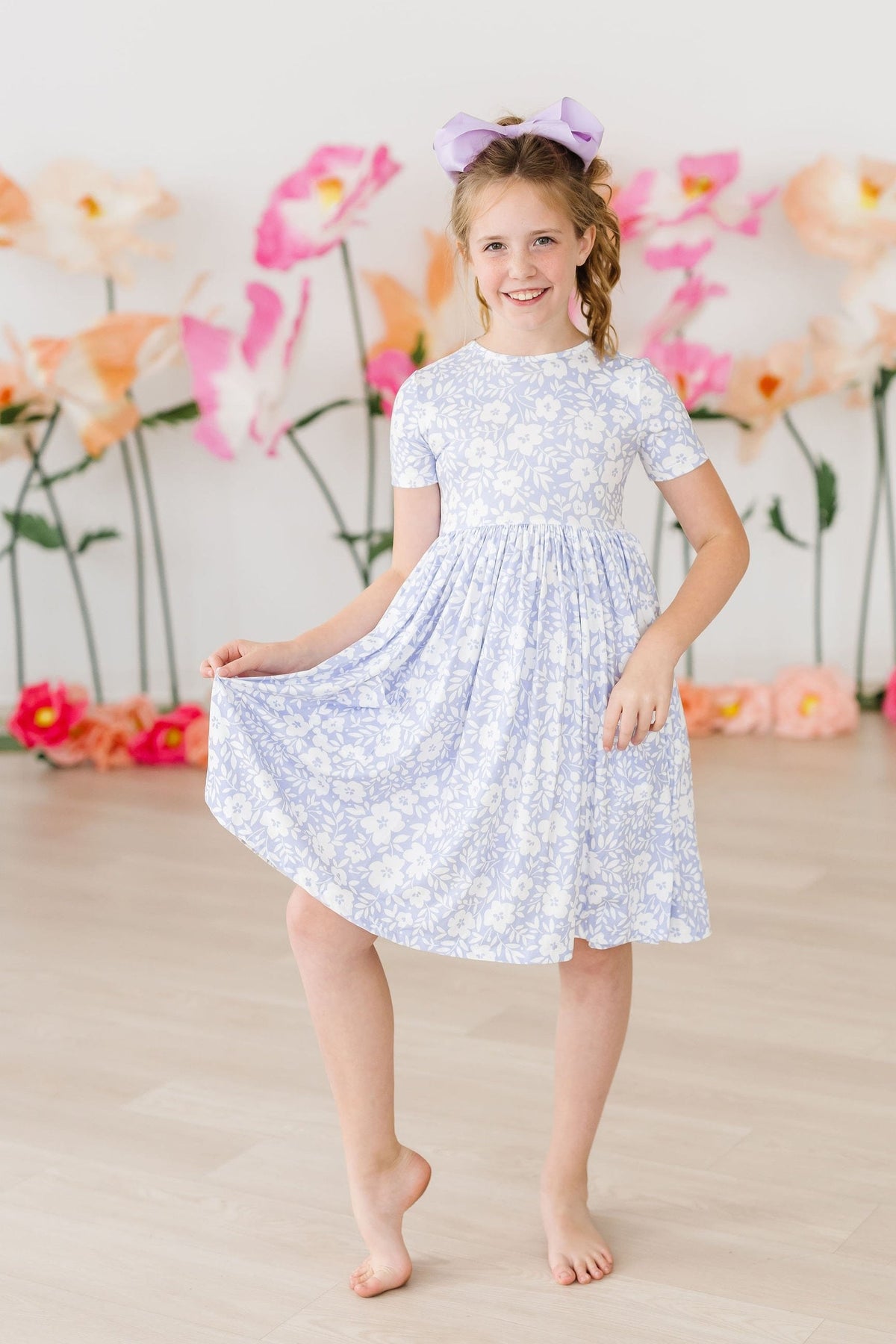 a girl in a dress