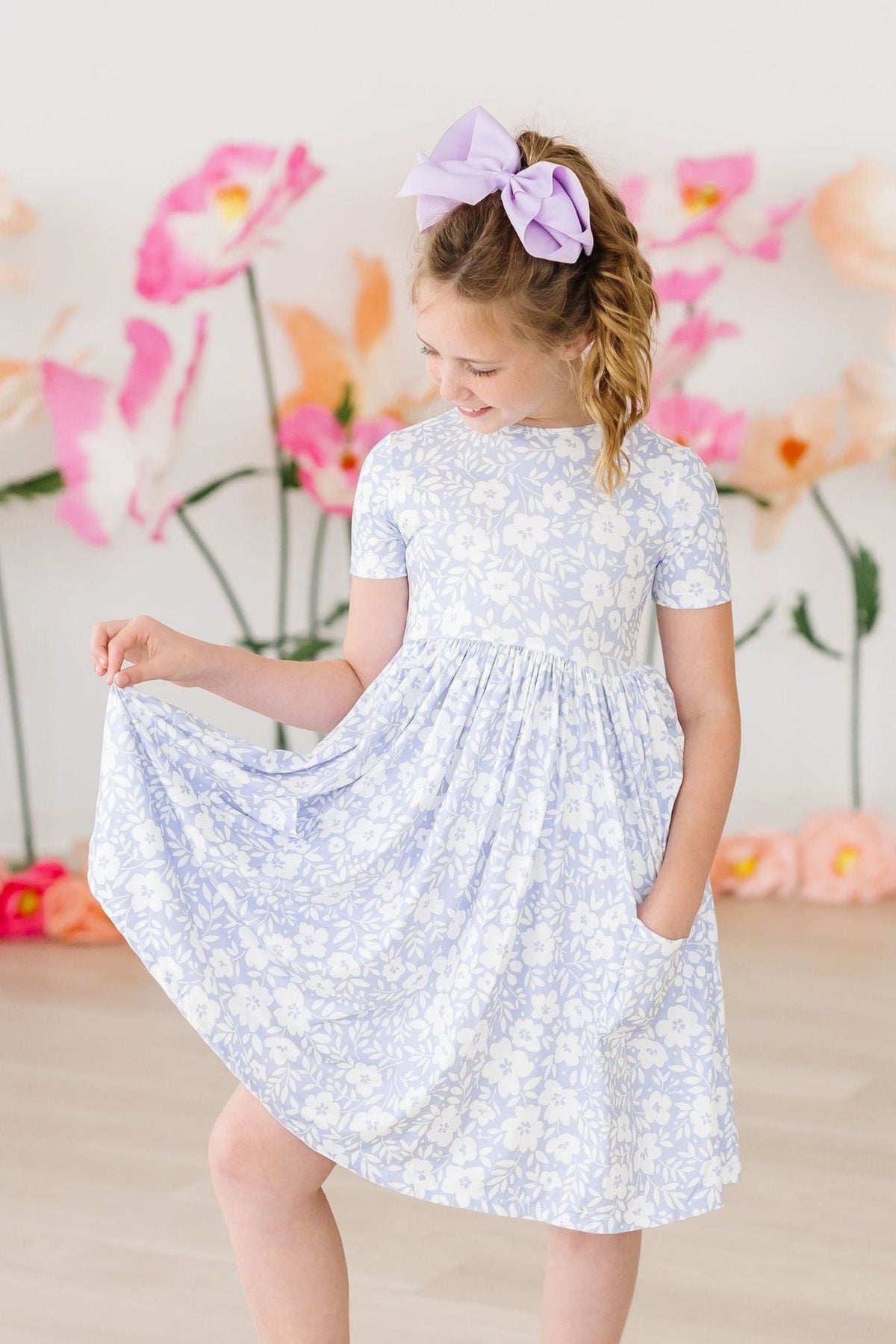 a girl in a dress
