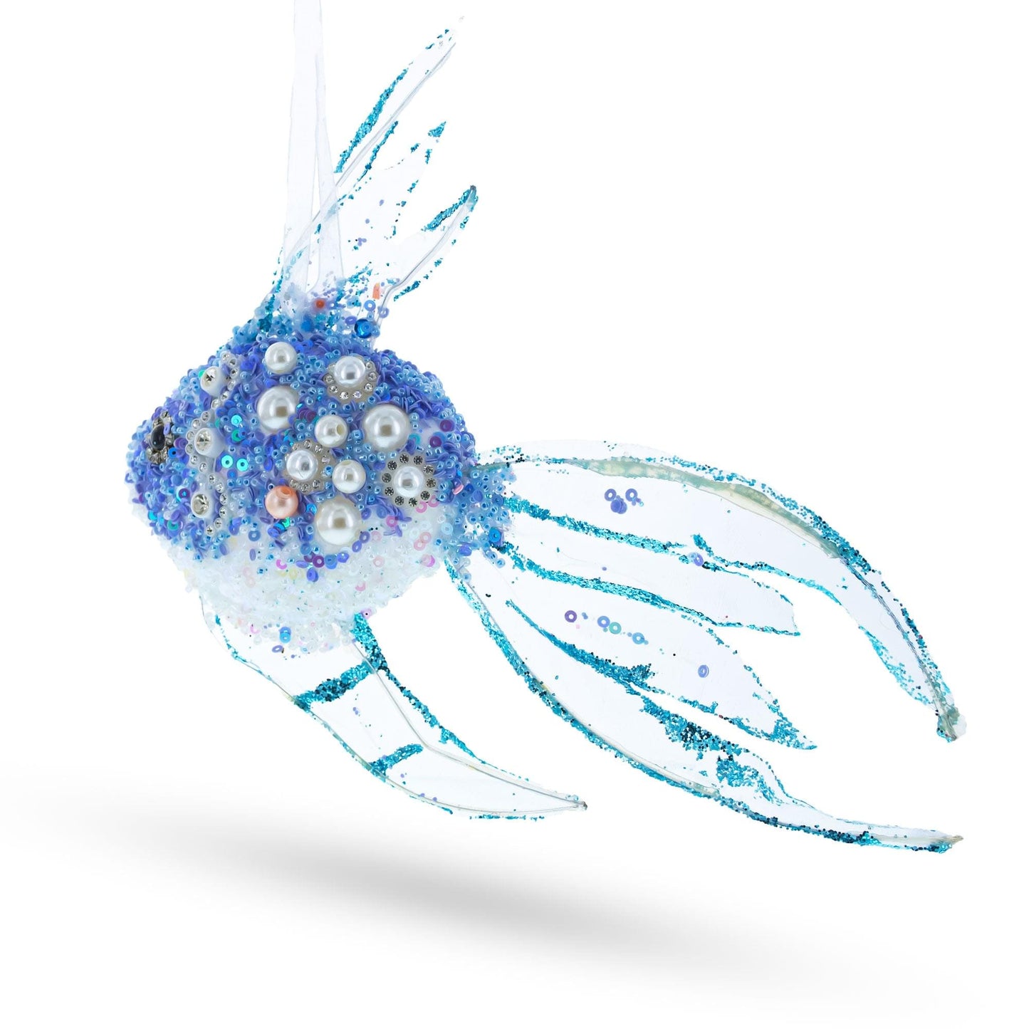 Blue Fish Glass Christmas Ornament