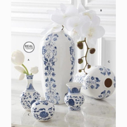 Blue & White Chinoiserie Mini Bud Vases (Set of 3)