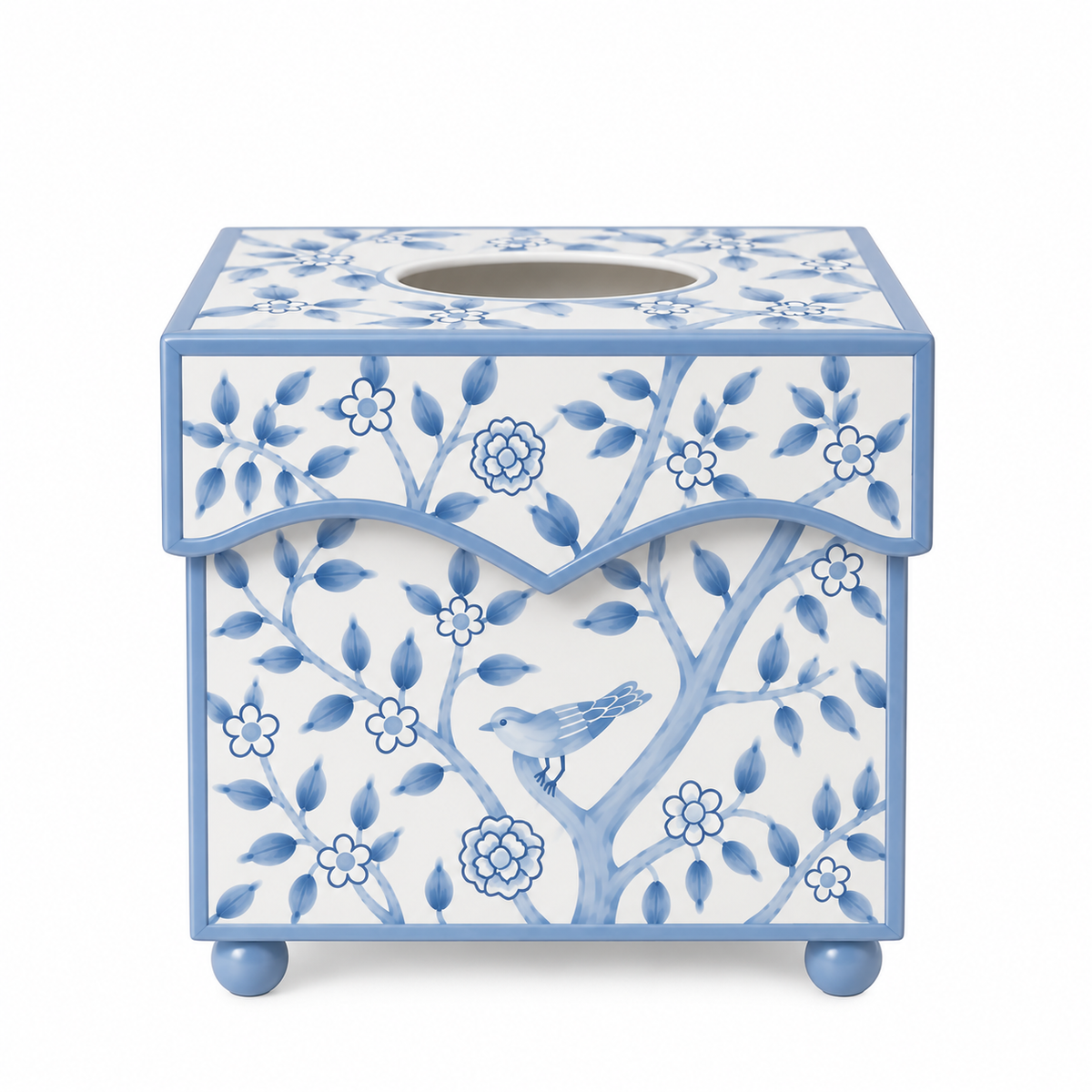 Blue Bird Garden Round Wastepaper Basket & Tissue (2 Options)