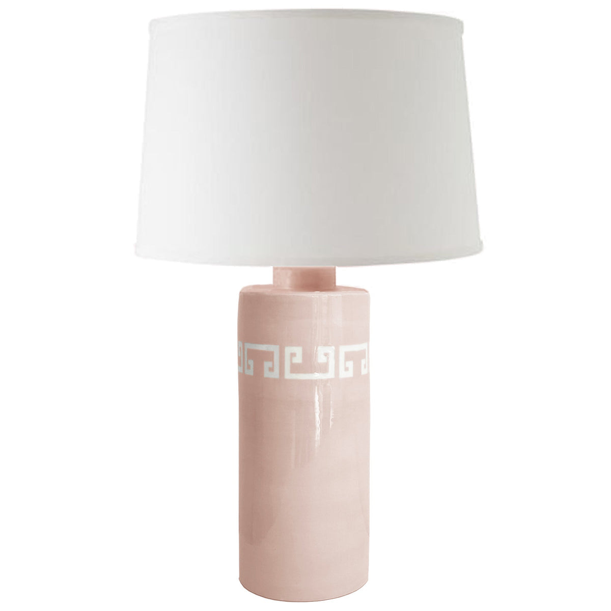 Blush Greek Key Column Lamp