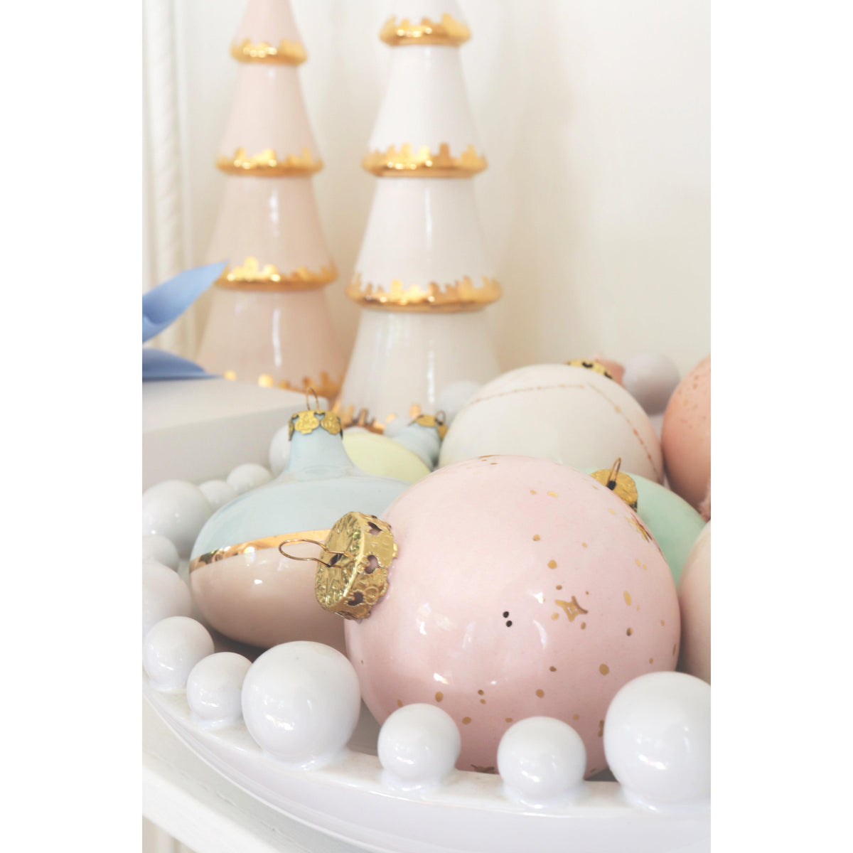 Blush Tiered Christmas Trees with 22K Gold Brushstroke Accent