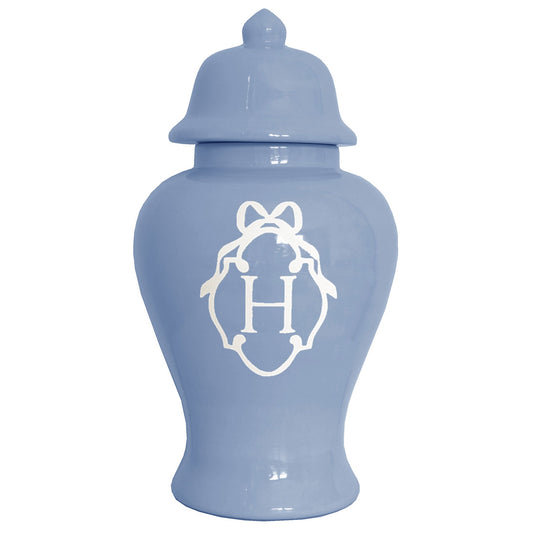 Bow Monogram Ginger Jars in French Blue