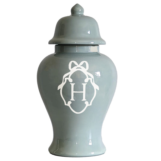 Bow Monogram Ginger Jars in Lamb's Ear