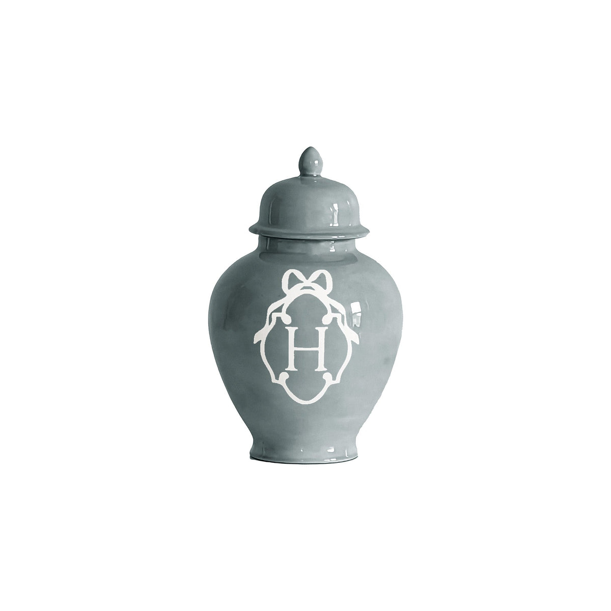 Bow Monogram Ginger Jars in Lamb's Ear