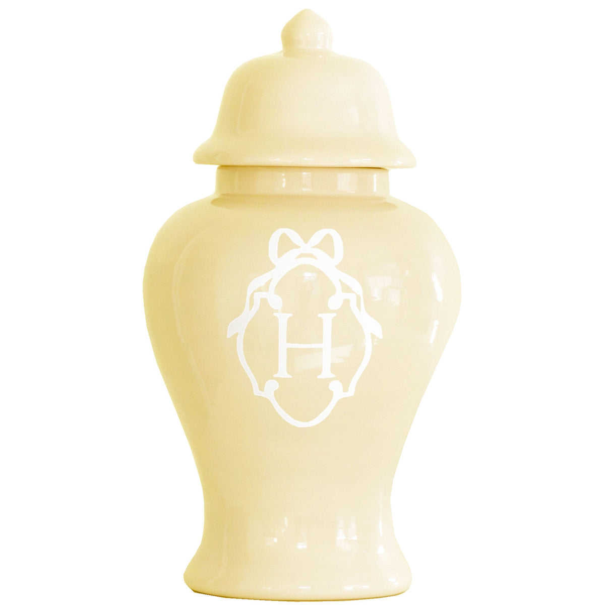 Bow Monogram Ginger Jars in Lemon Sorbet