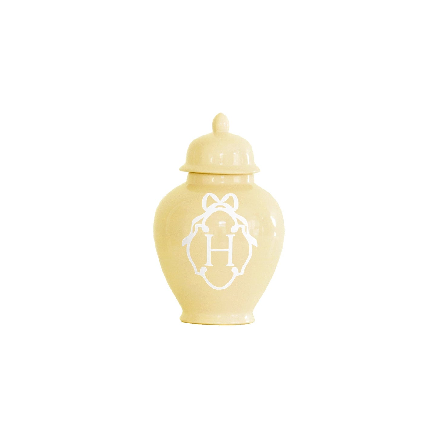 Bow Monogram Ginger Jars in Lemon Sorbet
