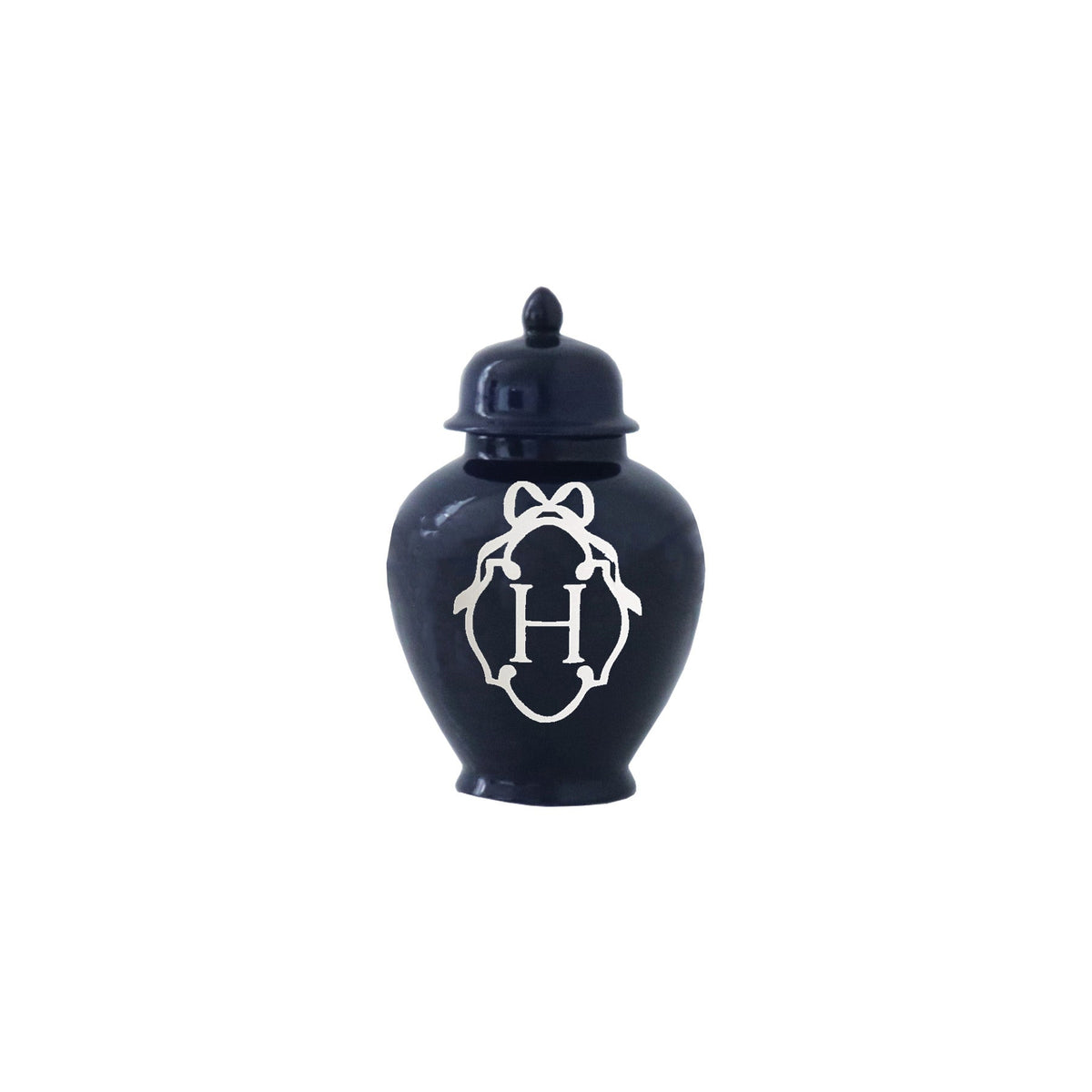 Bow Monogram Ginger Jars in Navy Blue
