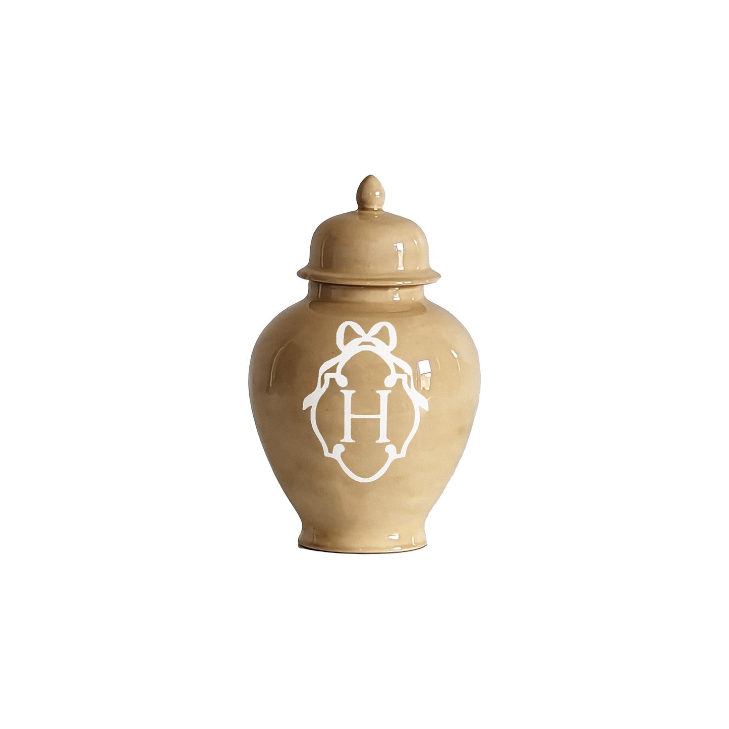 Bow Monogram Ginger Jars in Sand