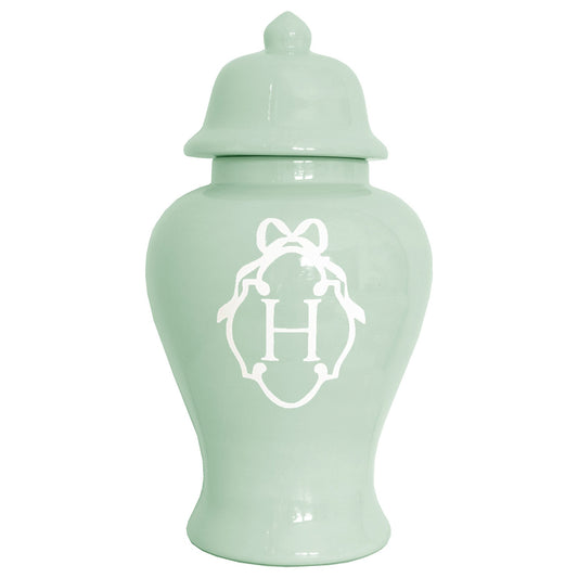Bow Monogram Ginger Jars in Sea Glass