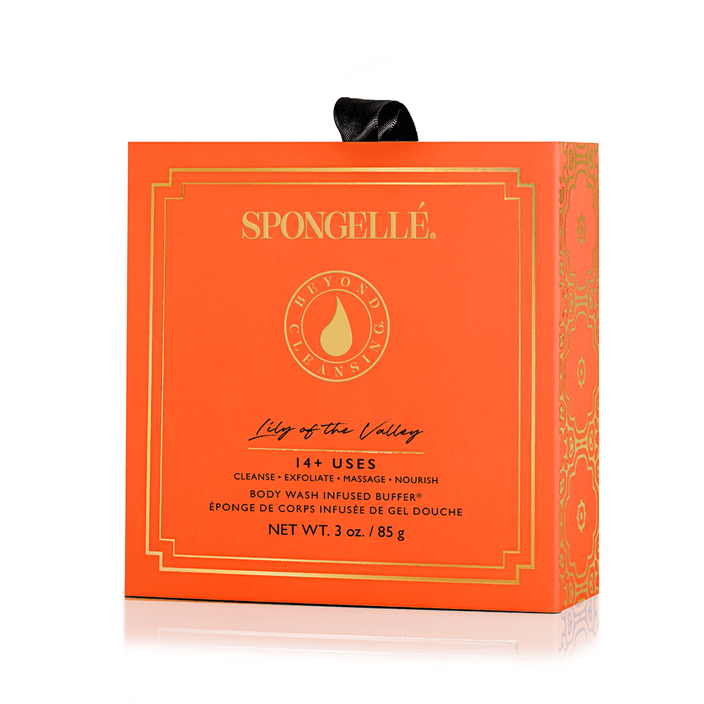 an orange box with a black ribbon