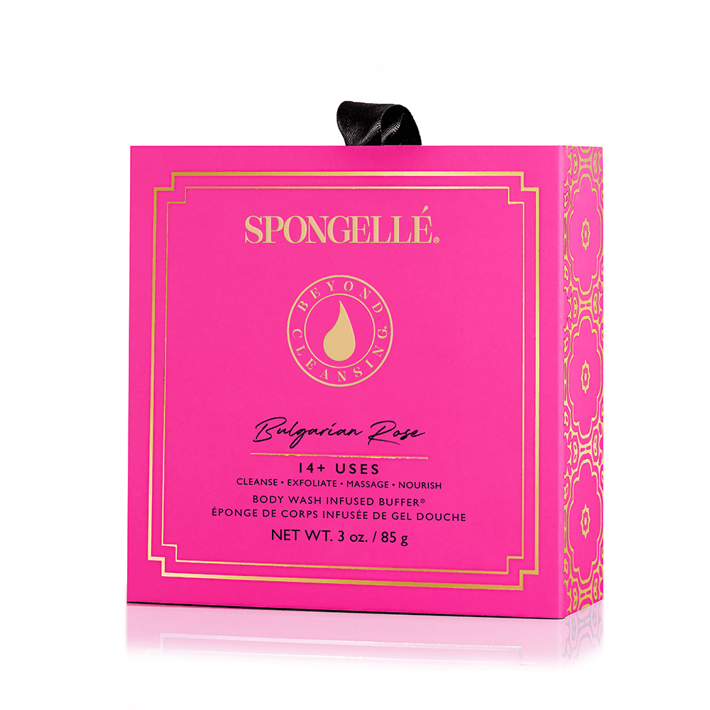 a pink box with gold text