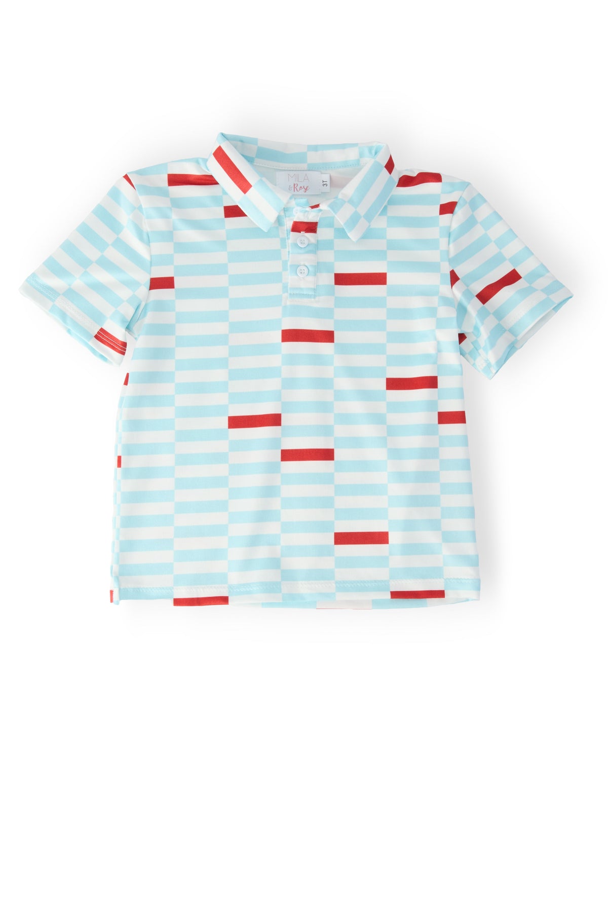 a striped shirt with red and blue stripes