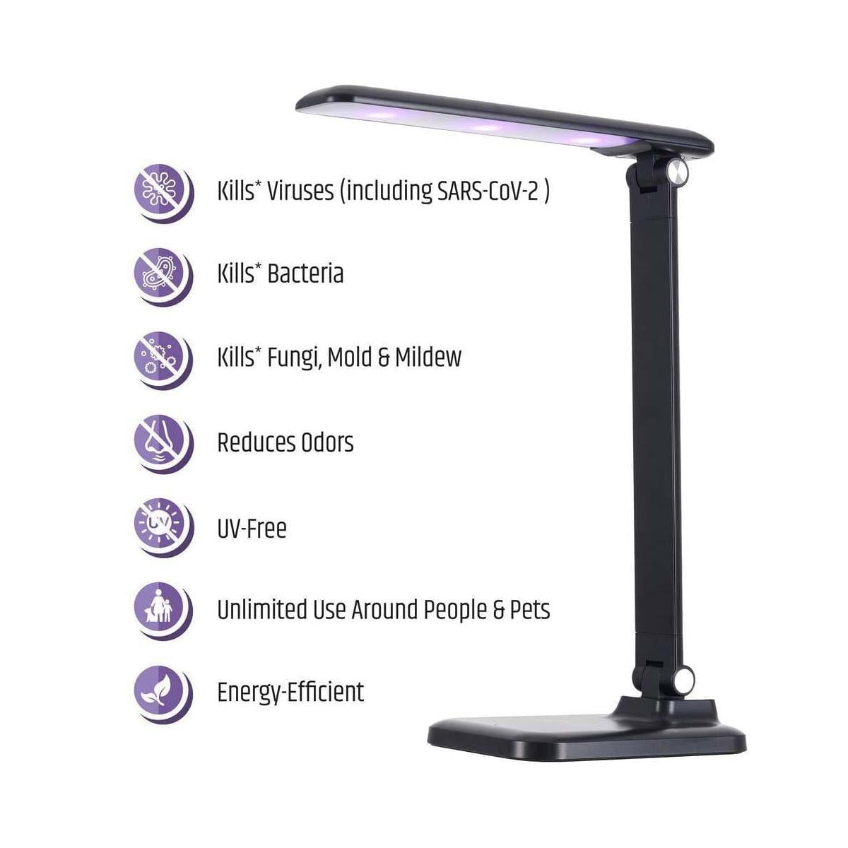 Brilli 15"H Bright-Clean Antimicrobial LED Desk Lamp Matte Black Finish with Wireless Charging