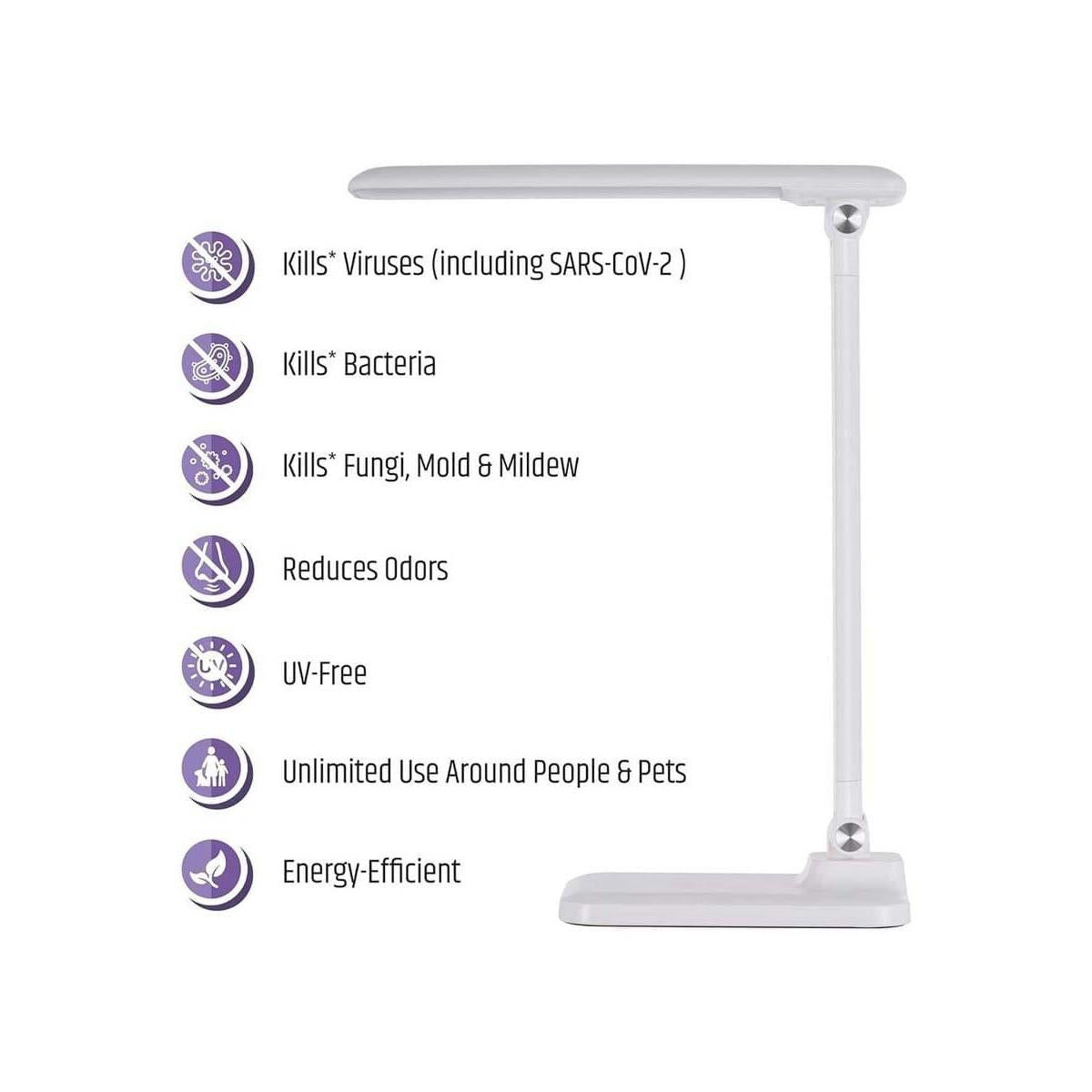 Brilli 15"H Bright-Clean Antimicrobial LED Desk Lamp Matte White Finish with Wireless Charging