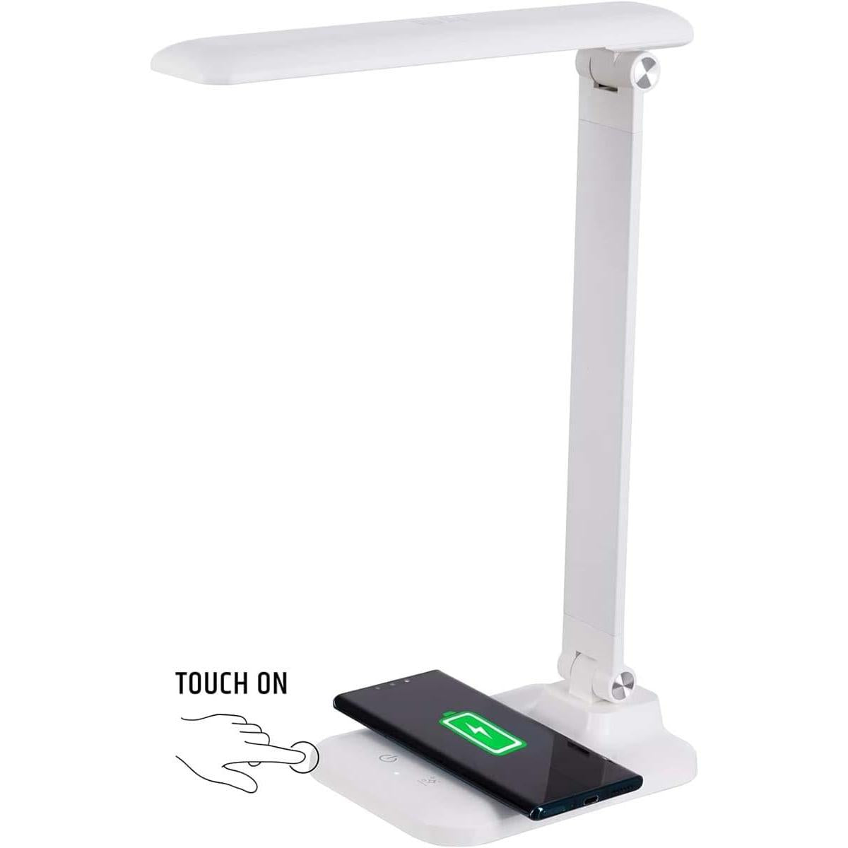 Brilli 15"H Bright-Clean Antimicrobial LED Desk Lamp Matte White Finish with Wireless Charging