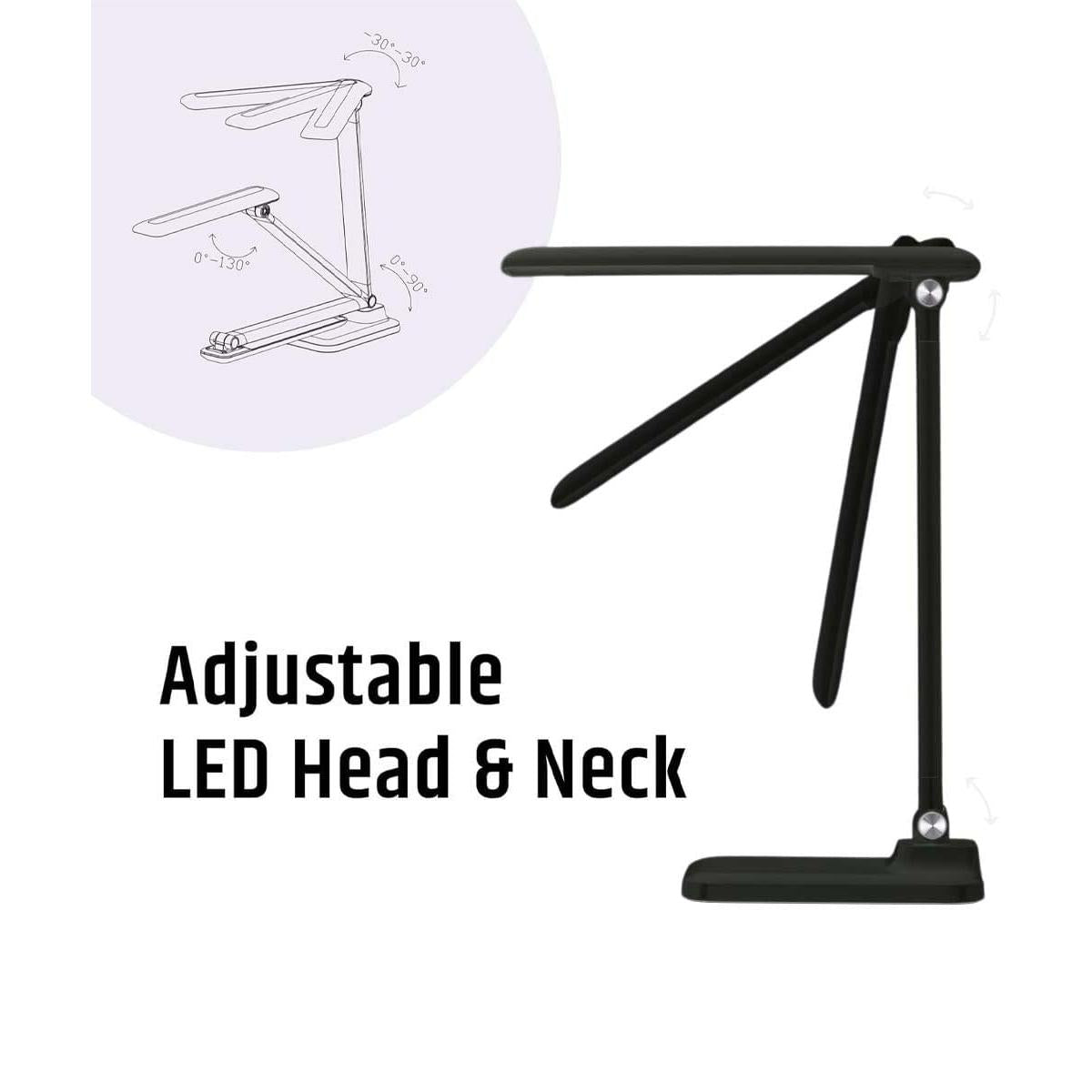 a black adjustable head and neck lamp
