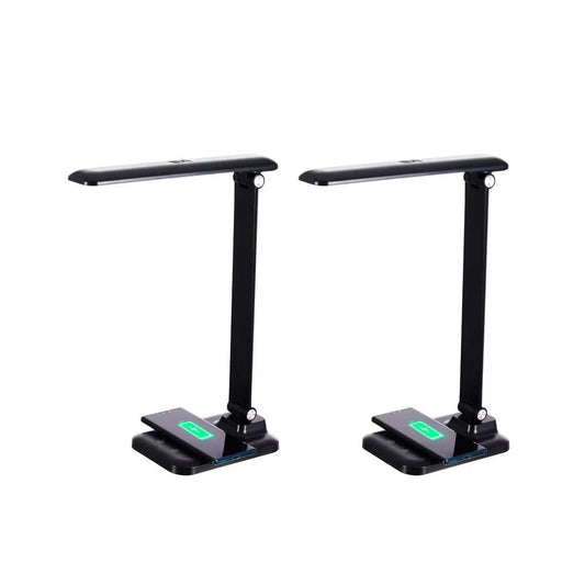 Brilli 15"H LED Desk Lamp (Set of 2) Matte Black Finish with Wireless Charging