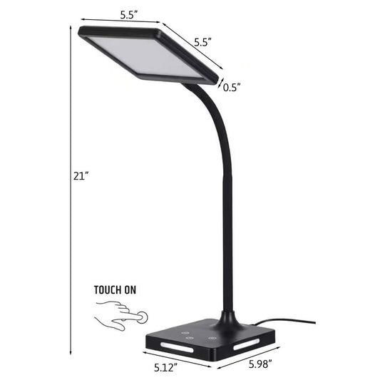 Brilli 21"H Charge Up Circadian LED Desk Lamp Black Finish with Touch Switch, Night Light on Base