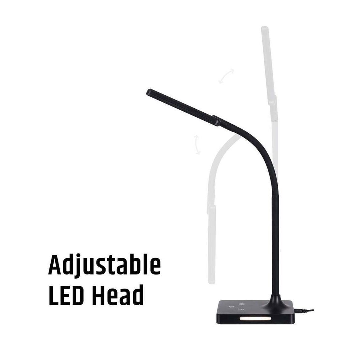 Brilli 21"H Charge Up Circadian LED Desk Lamp (Set of 2), Black Finish with Touch Switch, Night Light on Base