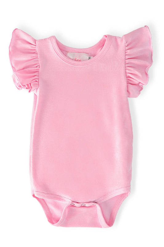Bubblegum Pink S/S Flutter Bodysuit