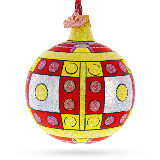 Building Blocks Glass Ball Christmas Ornament 3.25 Inches