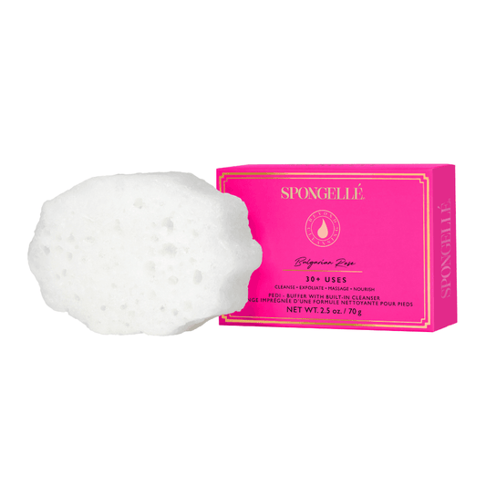 a pink box with a white sponge on it