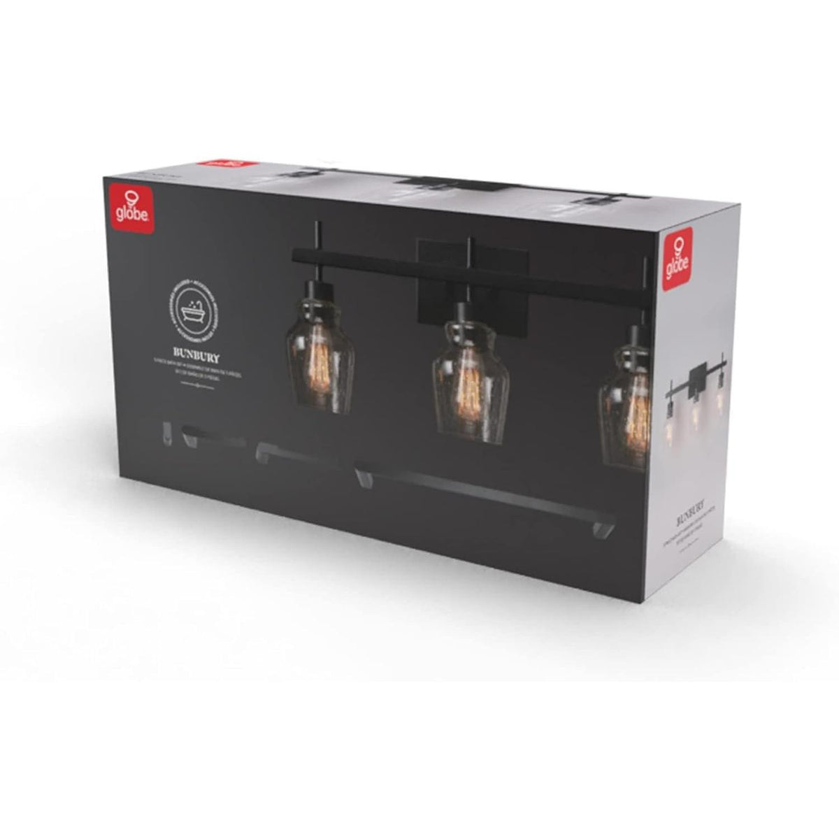 Bunbury 5-Piece "All-in-One" Bathroom Set, Matte Black, 3-Light Vanity Light Combo