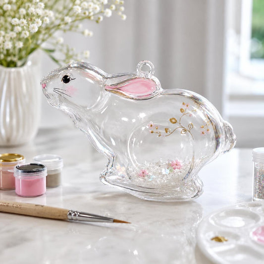 Bunny Clear Glass Christmas Ornament