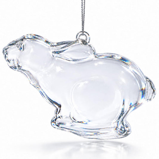 Bunny Clear Glass Christmas Ornament