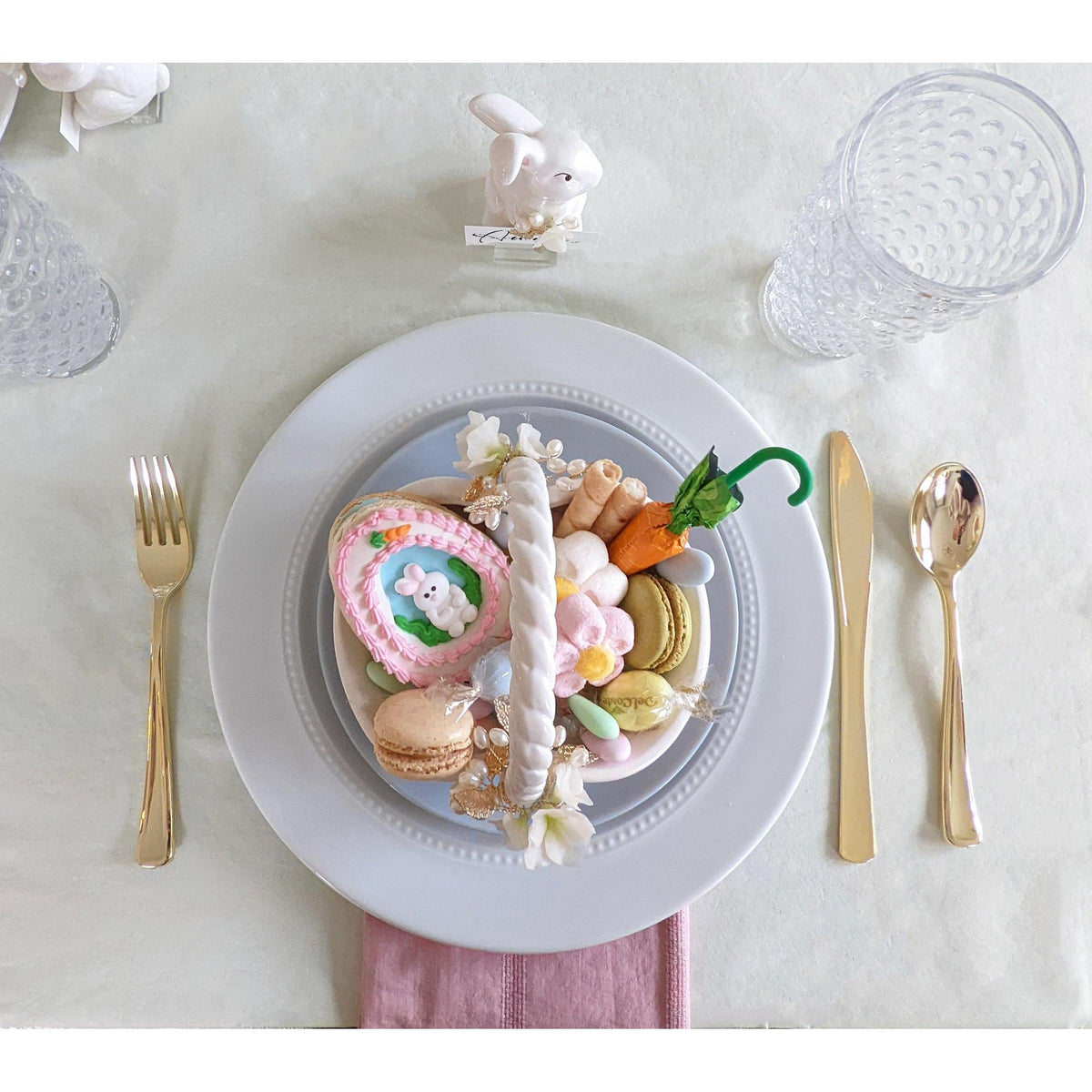Bunny and Basket Serving Dish with Card Holder