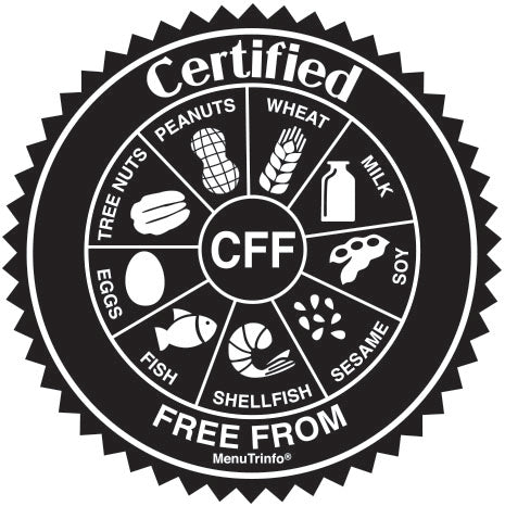 Certified Free From logo with various food allergen icons on a white background