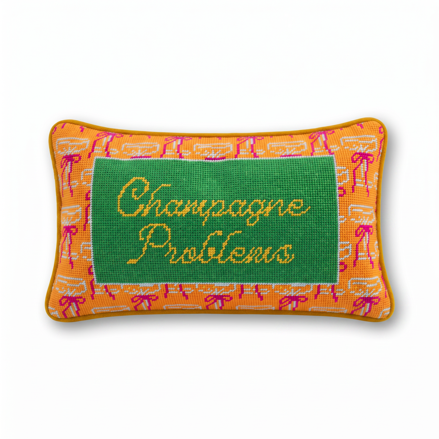 Champagne Problems Needlepoint Pillow