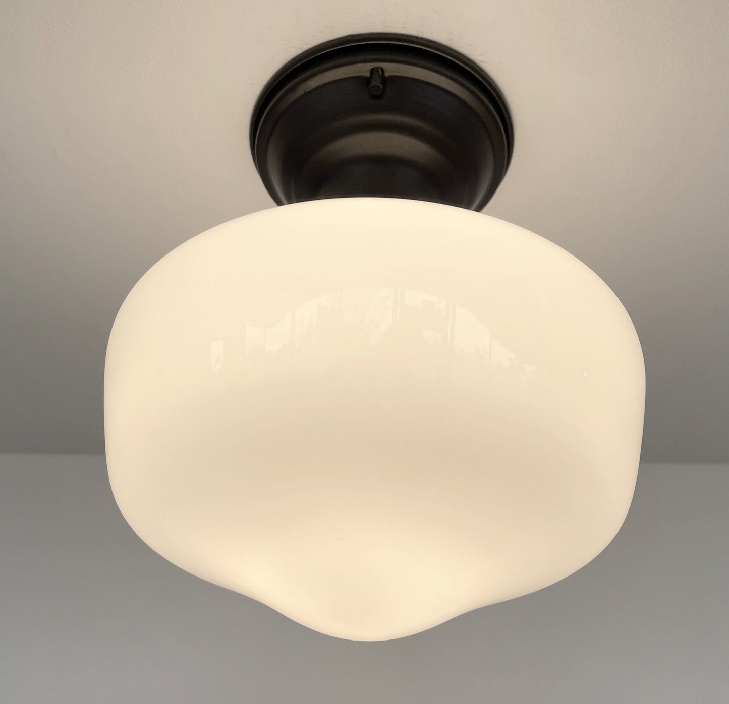 Modern Schoolhouse Milk Glass Ceiling Light | 8"